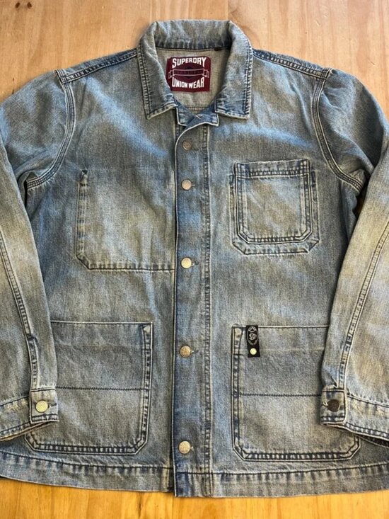 Other - Superdry Unionwear Denim Workwear Jacket Mens Medium Blue Chore Coat